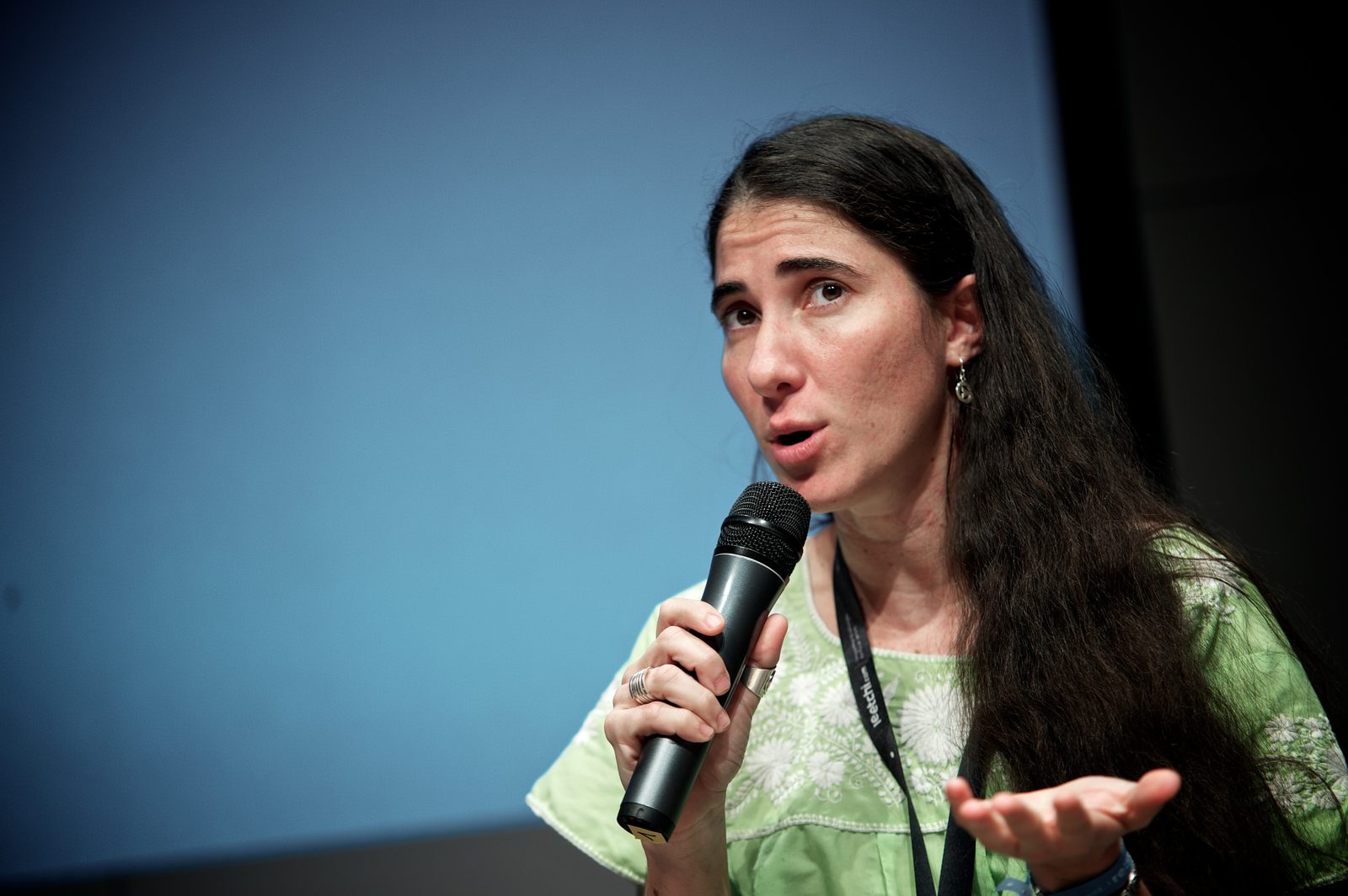 Yoani Sánchez durante una conferencia en Alemania, mayo de 2013.